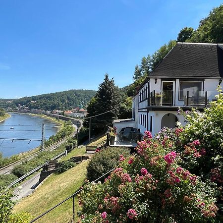 Saechsische-Schweiz-Ferienhaus-Wohnung-1-Mit-Elbblick-Sauna-Und-Kamin Konigstein an der Elbe Εξωτερικό φωτογραφία
