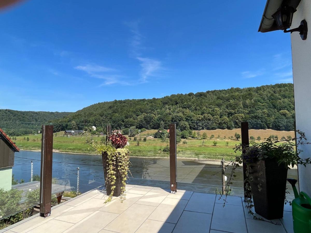 Saechsische-Schweiz-Ferienhaus-Wohnung-1-Mit-Elbblick-Sauna-Und-Kamin Konigstein an der Elbe Εξωτερικό φωτογραφία